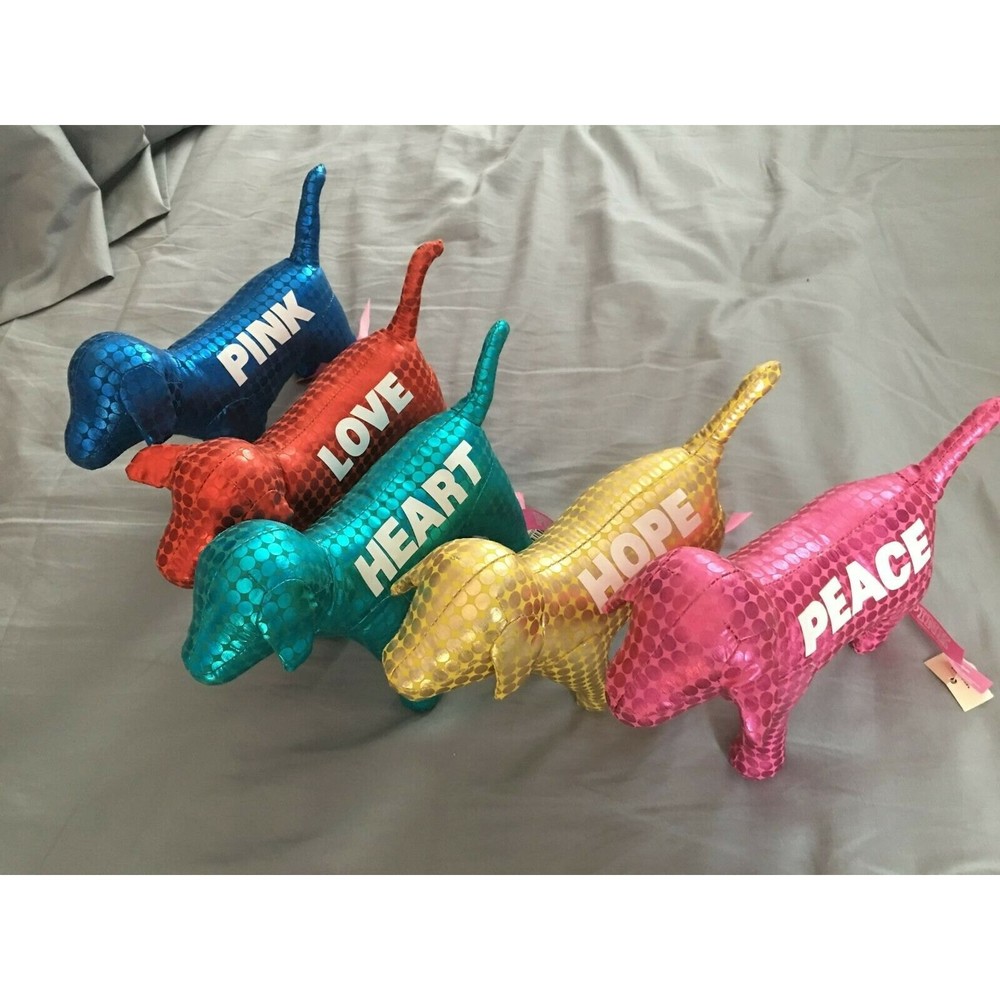 Victorias Secret Pink Dog Stuffed Peace Hope Love Heart, Pink Bundle X5 …